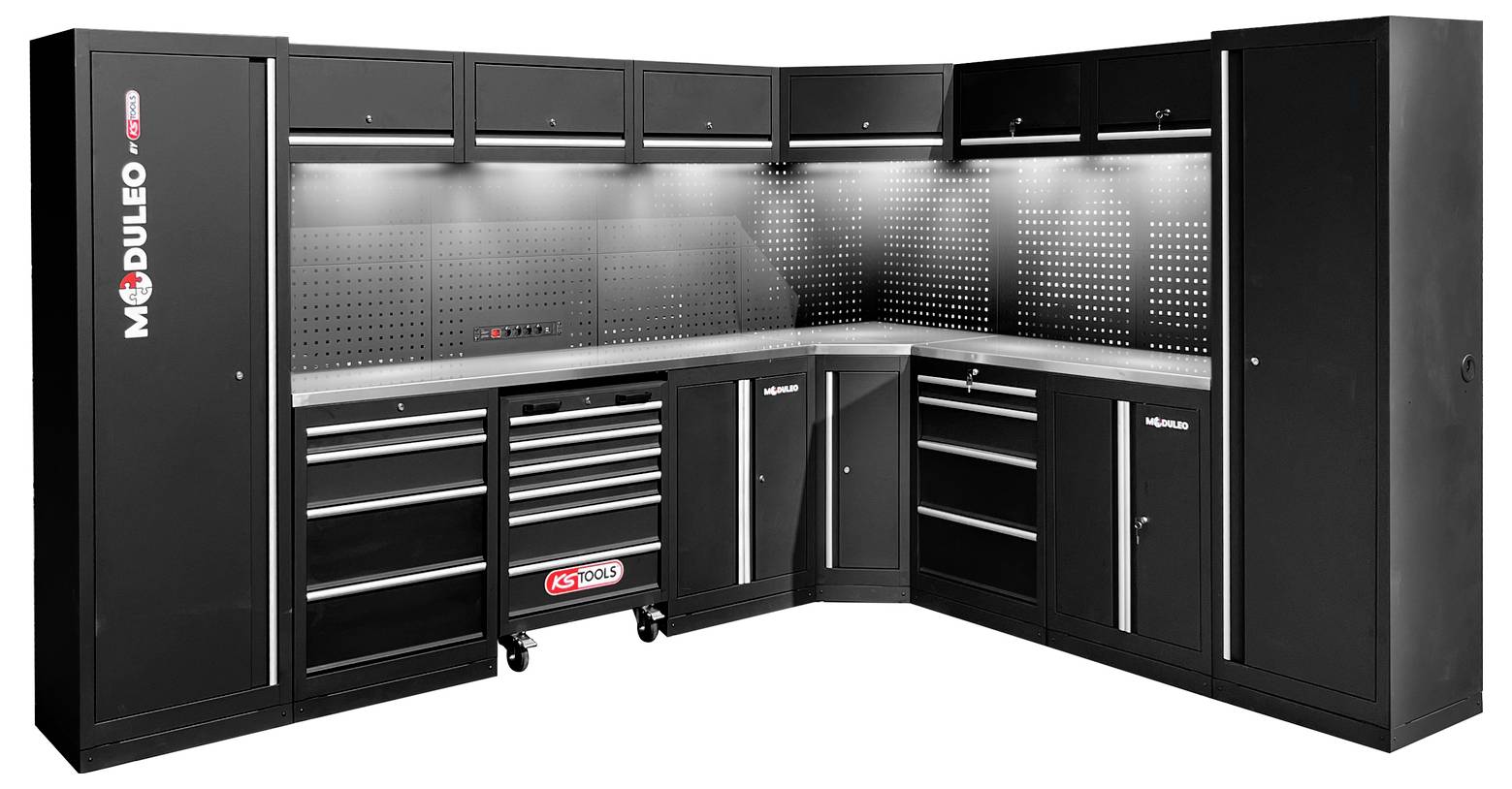 KS Tools 866.6225 Sistema de armarios de taller (Anch. x Alt. x Prof.) 3400 x 1890 x 500 mm Negro/Gris-2