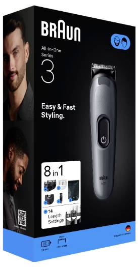 Braun Braun Series 3 All-In-One Style Kit AIO3 Recortador de barba, Máquina para cortar el pelo, Recortador de vello cor-1
