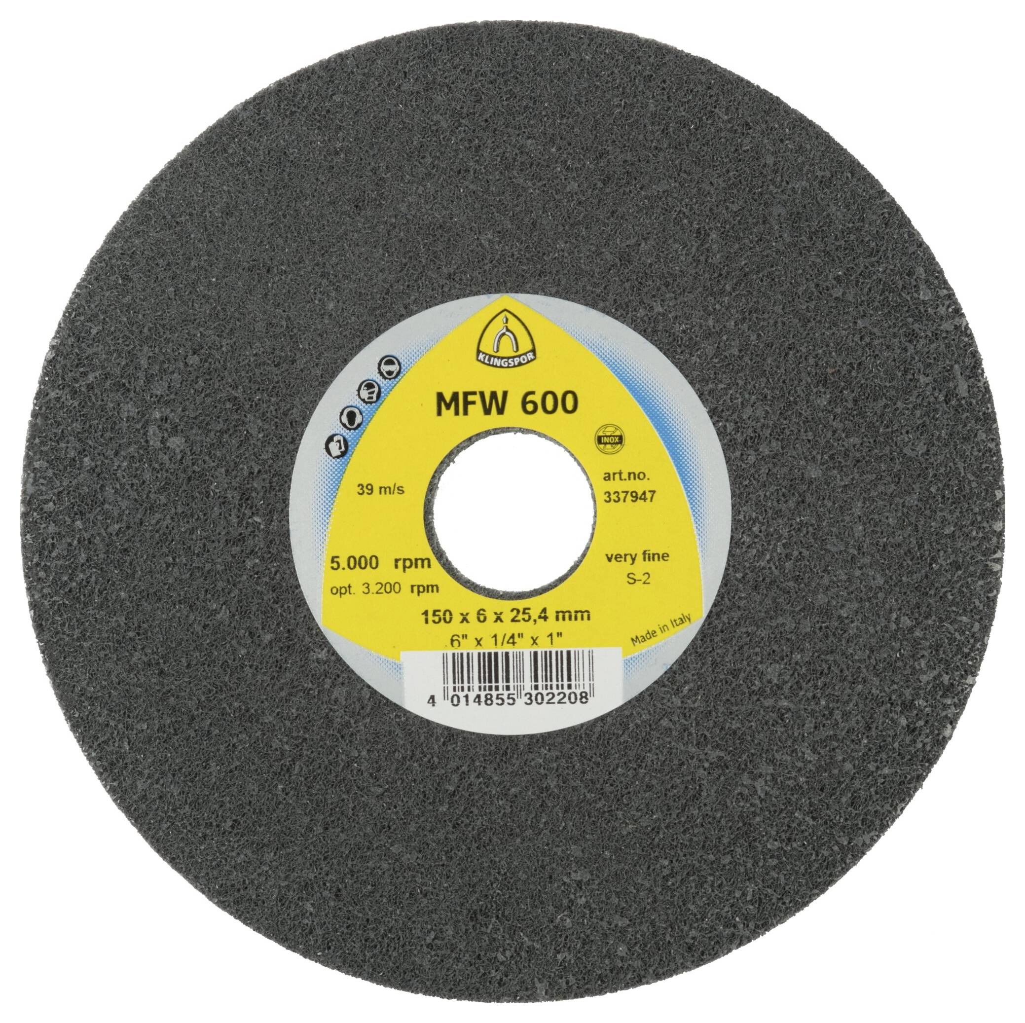Klingspor 337947 RUEDA UNITARIA 600 discos compactos, 150 x 6 x 25,4 mm, carburo de silicio muy fino 150 mm 5 UD(S).