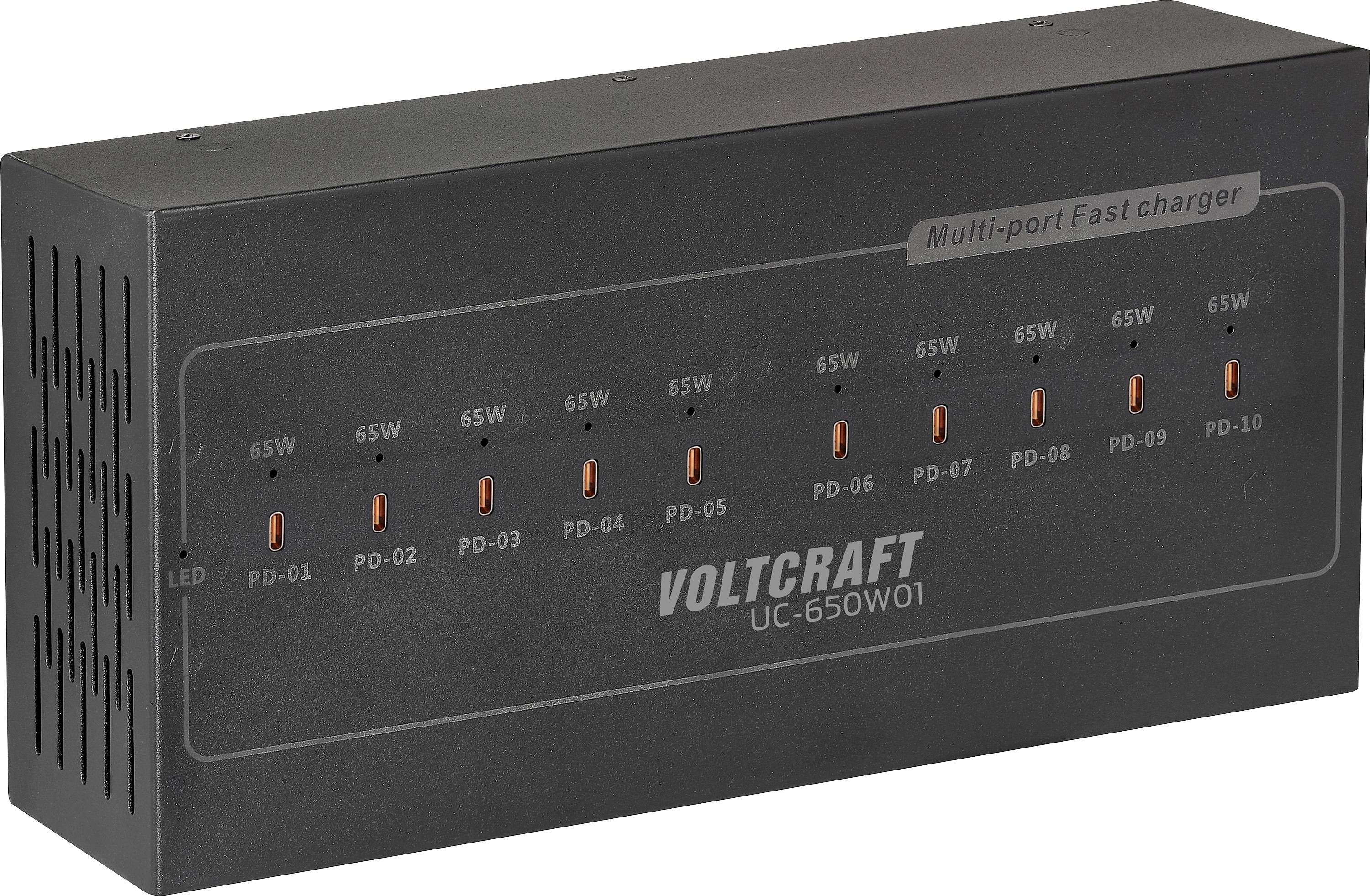 VOLTCRAFT UC-650W01 Estación de carga USB 650 W Power Delivery Schwarz Interior Suministro de potencia USB (USB-PD)-0