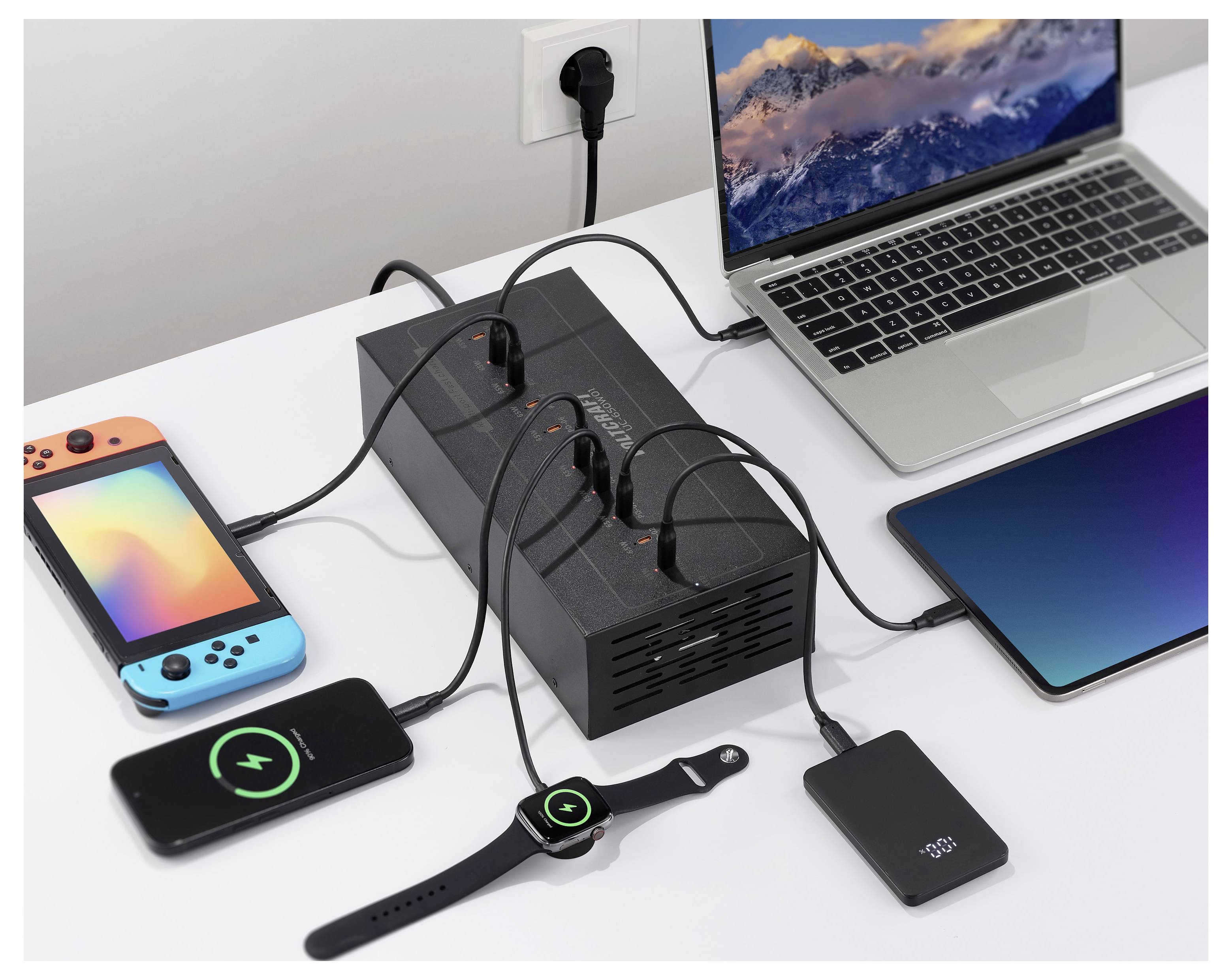 VOLTCRAFT UC-650W01 Estación de carga USB 650 W Power Delivery Schwarz Interior Suministro de potencia USB (USB-PD)-4