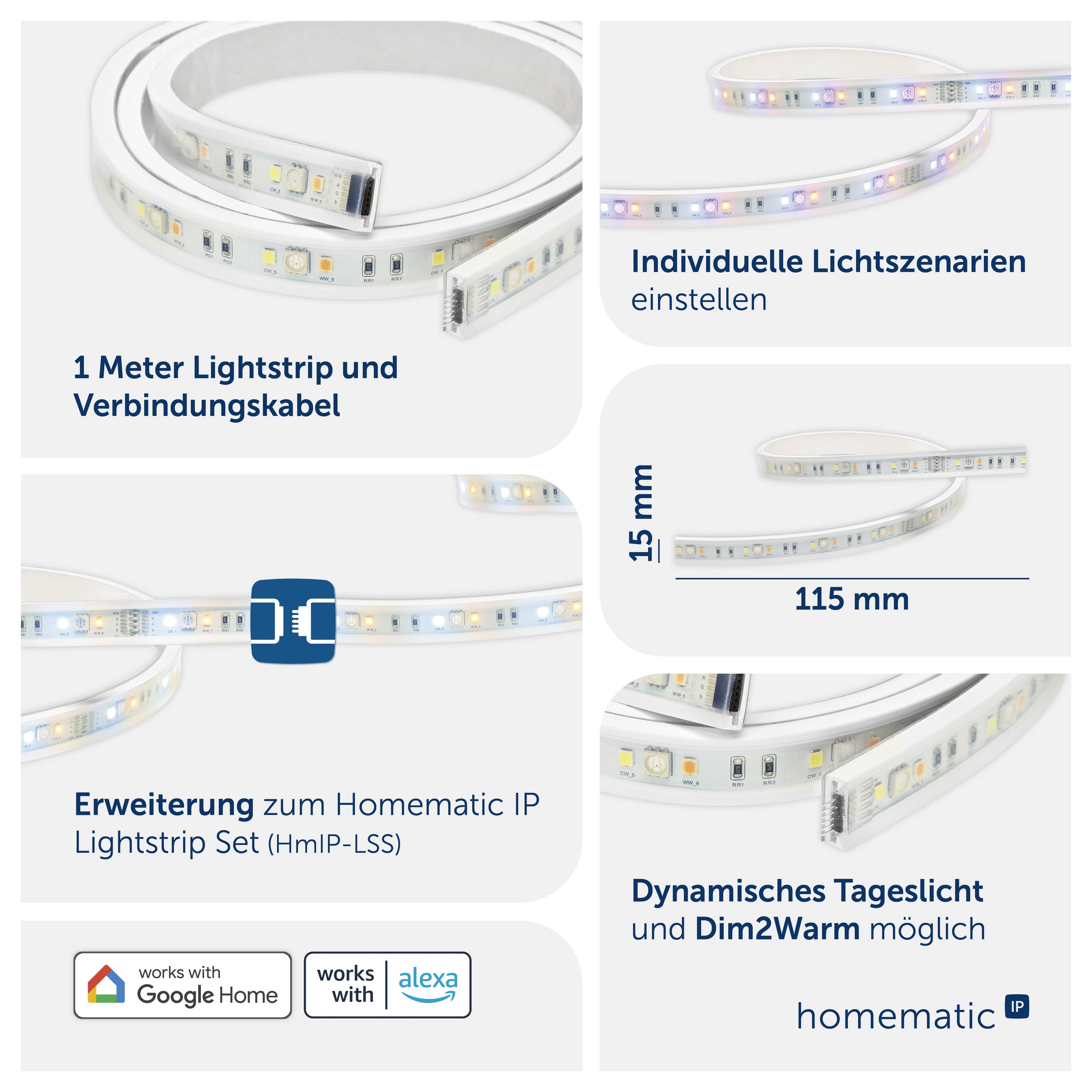 Homematic IP Tira LED (ampliación) Homematic IP Funk LED Lightstrip Erweiterung, 1 m - 160677A0-2