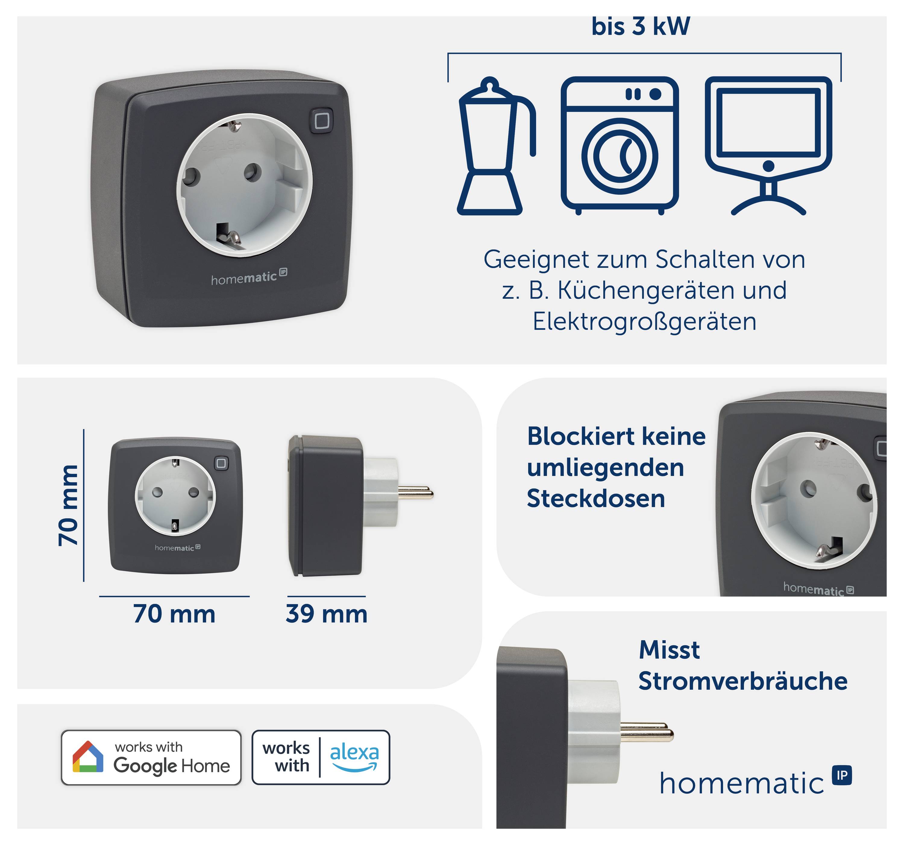 Homematic IP Toma de corriente Homematic IP Funk Schalt-Mess-Steckdose, anthrazit-2