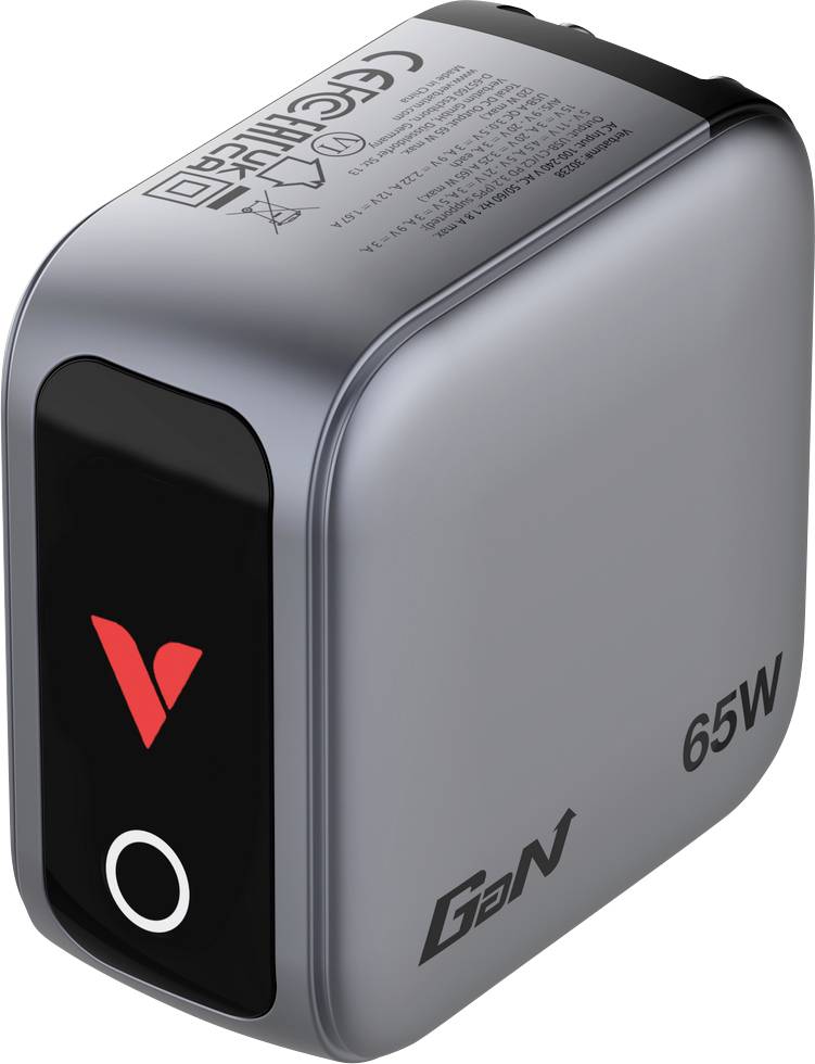 Verbatim 30238 Cargador USB 65 W Conector USB-C®, Conector hembra USB-A QC 3.0, Power Delivery 3.0 Gris Interior GaN-0