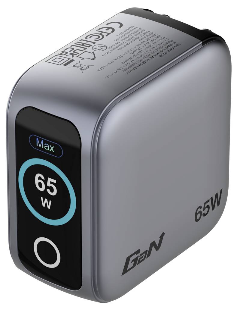Verbatim 30238 Cargador USB 65 W Conector USB-C®, Conector hembra USB-A QC 3.0, Power Delivery 3.0 Gris Interior GaN-1
