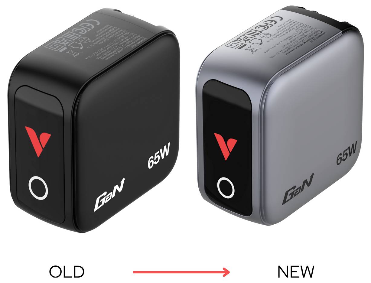 Verbatim 30238 Cargador USB 65 W Conector USB-C®, Conector hembra USB-A QC 3.0, Power Delivery 3.0 Gris Interior GaN-3