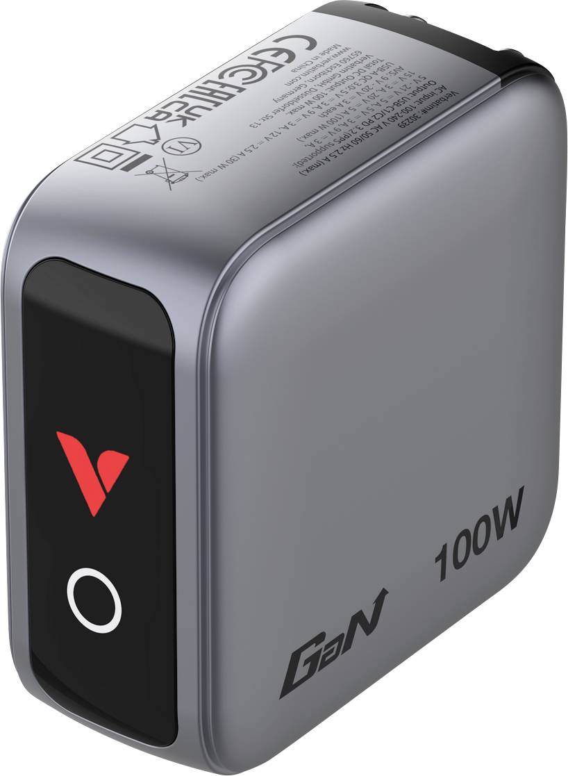 Verbatim 30239 Cargador USB 100 W QC 3.0, Power Delivery 3.0 Gris Interior GaN-0