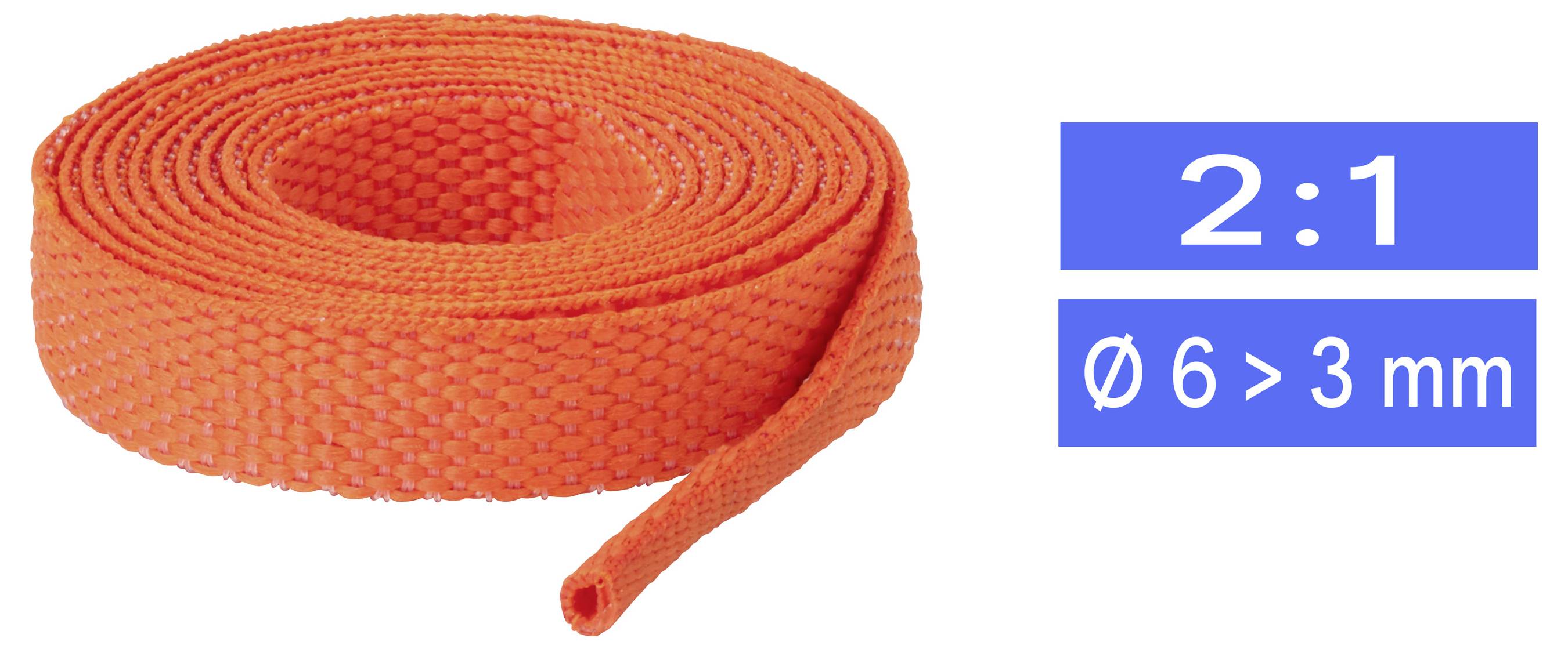 TRU COMPONENTS TC-14976120 Manguera termorretráctil textil Naranja 6 mm 3 mm Relación de contracción:2:1 Vendido por metro