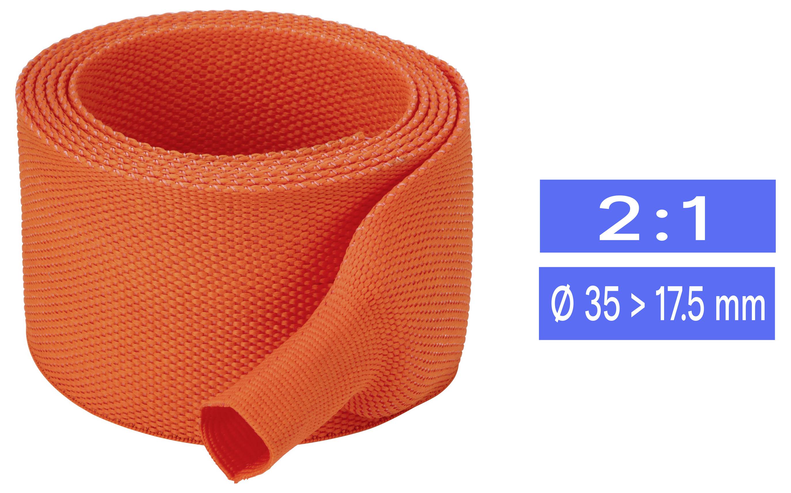 TRU COMPONENTS TC-14976152 Manguera termorretráctil textil Naranja 35 mm 17.5 mm Relación de contracción:2:1 Vendido por metro