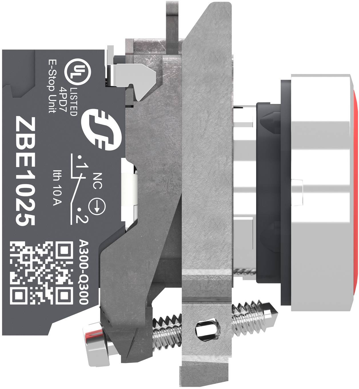 Schneider Electric XB4BA425 Botón pulsador, Harmony XB4, metal, 22 mm, rojo, sin etiqueta, momentáneo, 1NO, de inserción-5