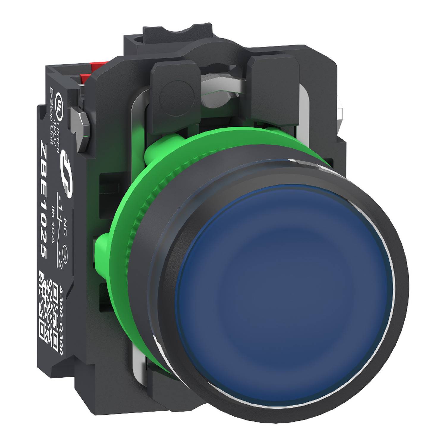 Schneider Electric XB5AW36B55 Botón pulsador iluminado, Harmony XB5, plástico, 22 mm, azul, sin etiqueta, LED, cúpula li-0
