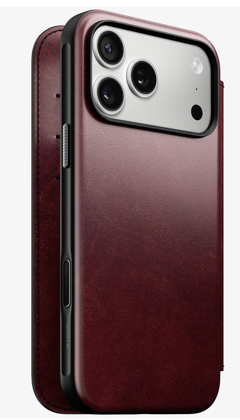 Nomad Modern Leather Folio Funda Flip Case Apple iPhone 17 Pro Max Borgoña NM011826858-0