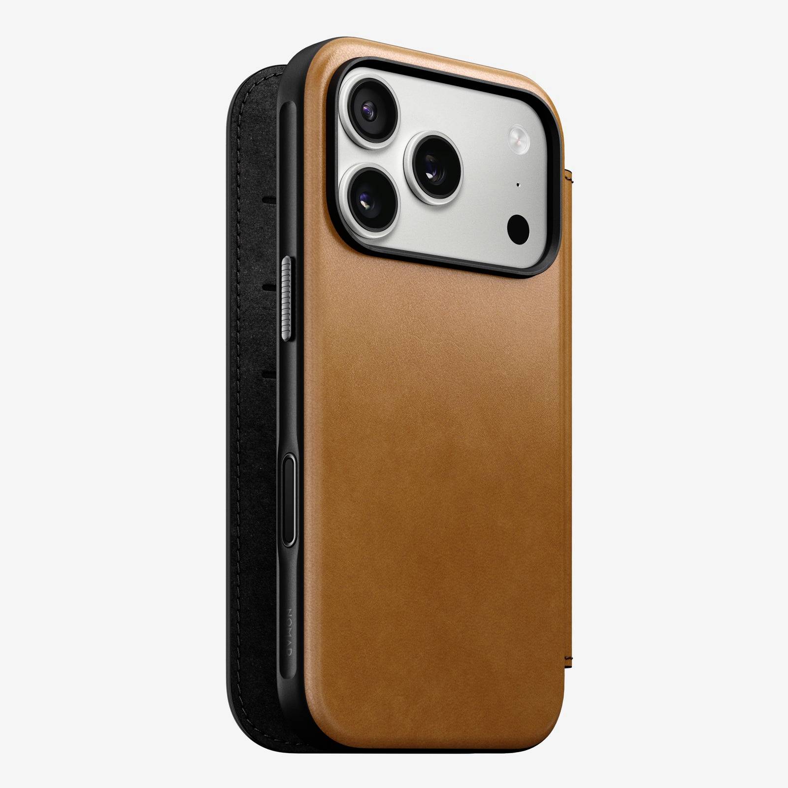 Nomad Modern Leather Folio Funda Flip Case Apple iPhone 17 Pro Beige NM014179858-0