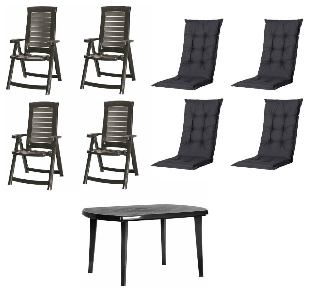 Jardin Aruba+Elise+Aufl SET grap X64479 Conjunto de muebles de jardín Grafito-1