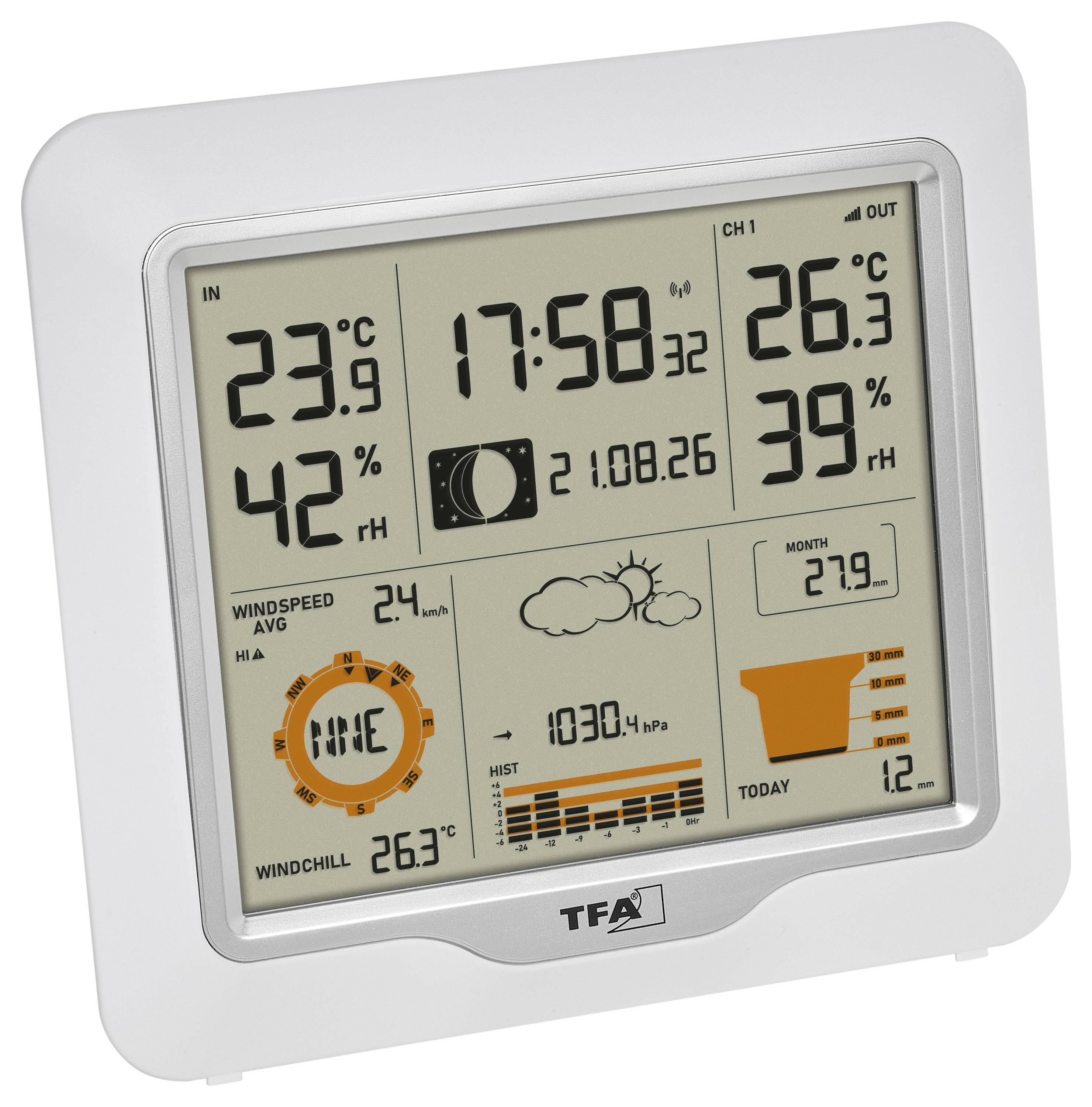 TFA Dostmann WEATHER ONE 35.1177.02 Estación meteorológica remota Predicción para 12 a 24 horas Número máx. de sensores -3