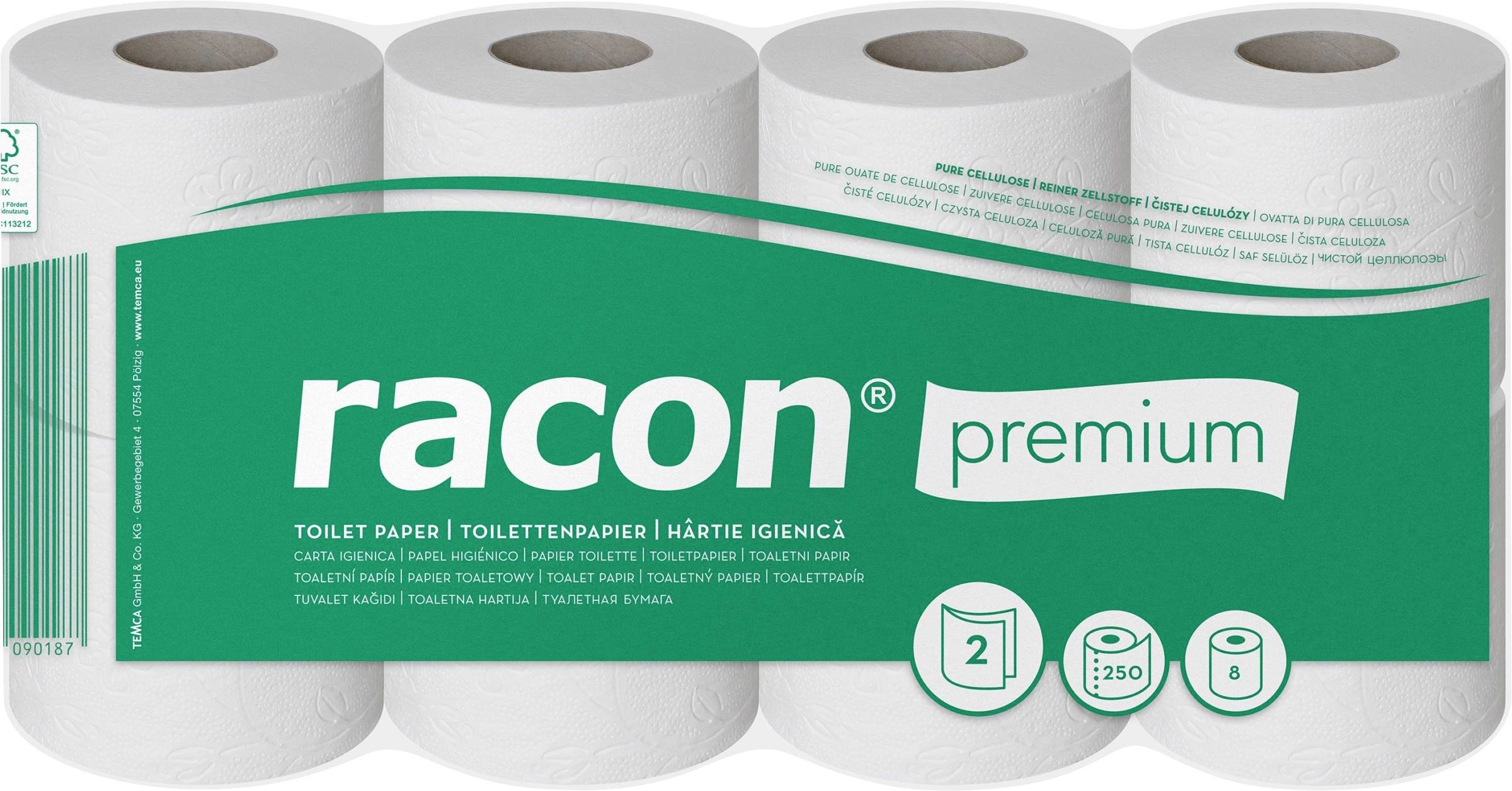 Racon Papel higiénico premium 090132 Blanco intenso Número de capas: 2 Capas 8 UD(S).-0