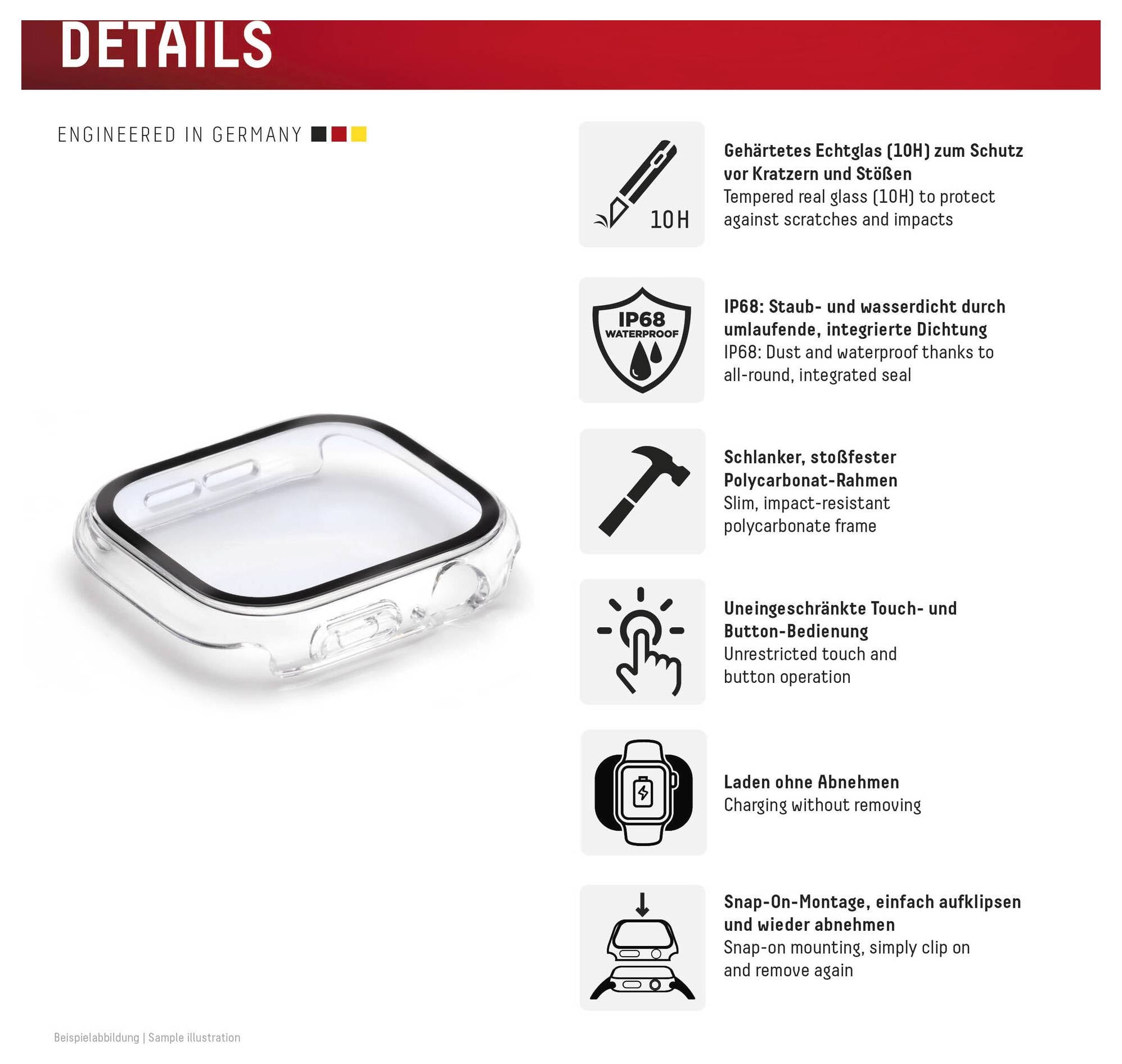 DISPLEX Full Body Cristal protector de pantalla Apple Reloj SE de 44 mm, Watch SE (2ª Gen.) 44 mm, Watch SE (3) Gen.) 44-1
