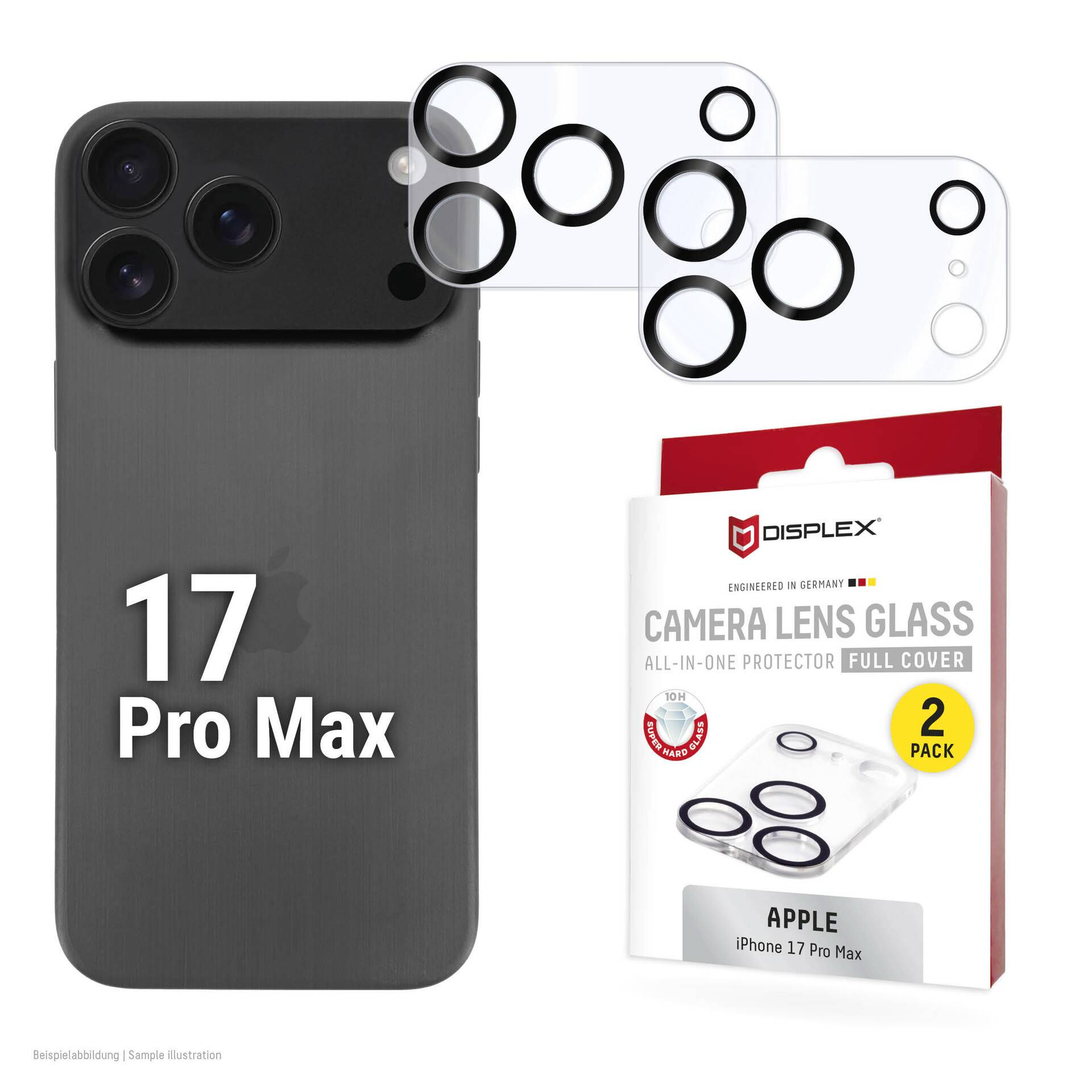 DISPLEX CamGlass All-In-One Cristal protector de cámara Apple iPhone 17 Pro Max 1 Set Antihuellas 02173-0
