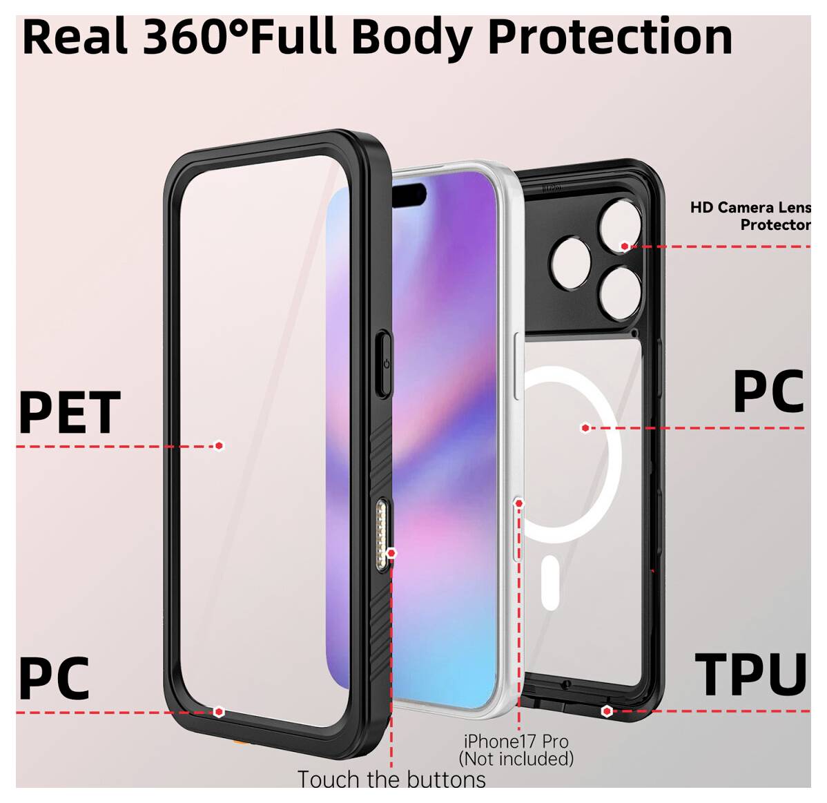 4Smarts Stark Case Apple iPhone 17 Pro Transparente, Schwarz Carga inductiva 541583; 4S541583-3