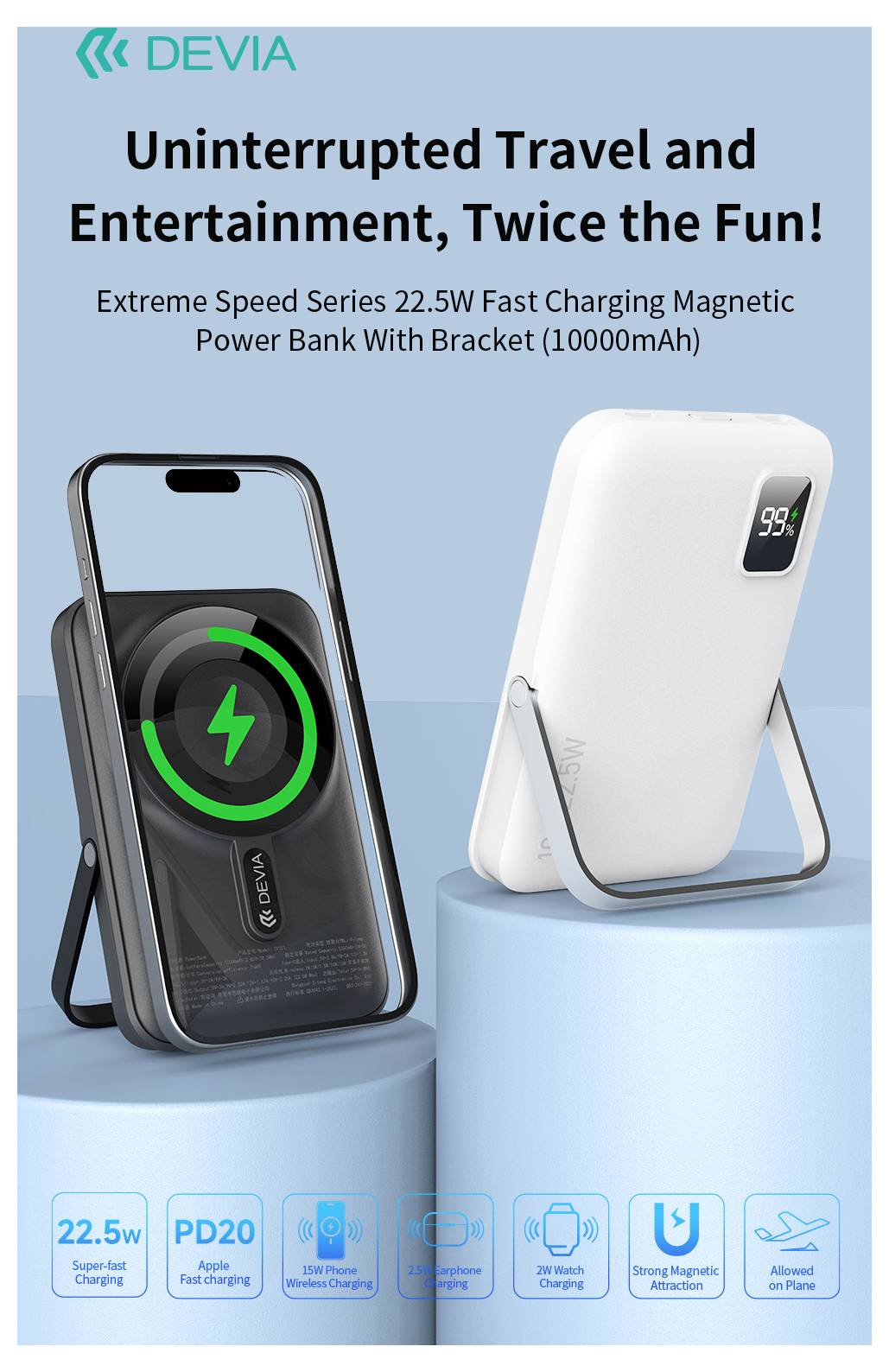 Green MNKY 120EP2010002 Batería externa (batería adicional) 10000 mAh Carga inalámbrica Qi, SuperCharge Blanco-5