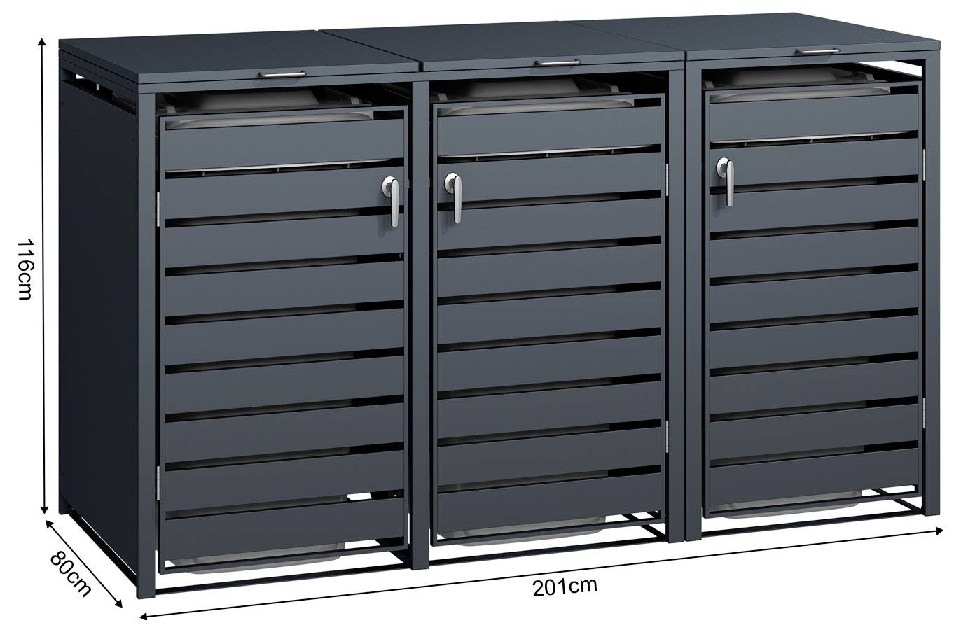 Phoenix GB3320AAK GB3320AAK Caja para cubos de basura Antracita 240 l 3 Mülltonnen-1
