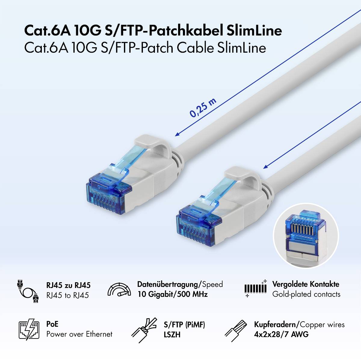 LogiLink CP5012S RJ45 Câble réseau, câble patch CAT 6a S/FTP 0.25 m gris ignifuge, sans halogène 1 pc(s) — Photo 3 sur 3