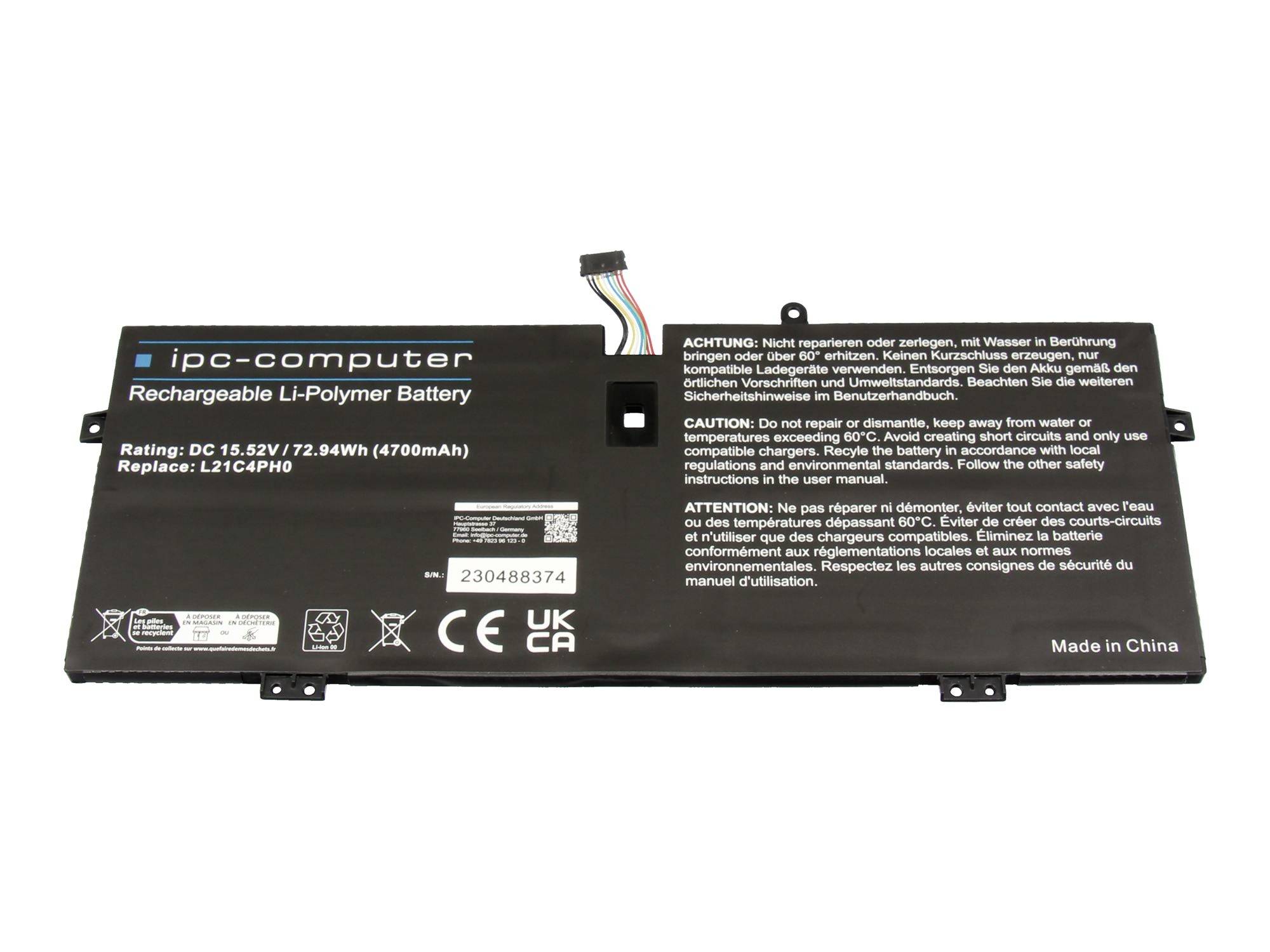 ipc-computer Batería para ordenador portátil Akku L21D4PH0 REPLACE 15.52 V 4700 mAh IPC-Computer-0