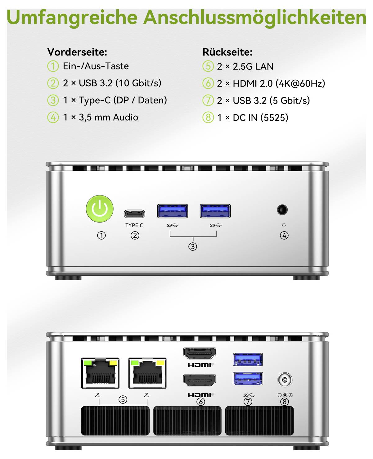 GMKtec Mini-PC (HTPC) (reacondicionado) G11-3 AMD Ryzen™ Embedded R2514 16+256GB AMD Ryzen Embedded R2514 3.7 GHz 16 GB -10
