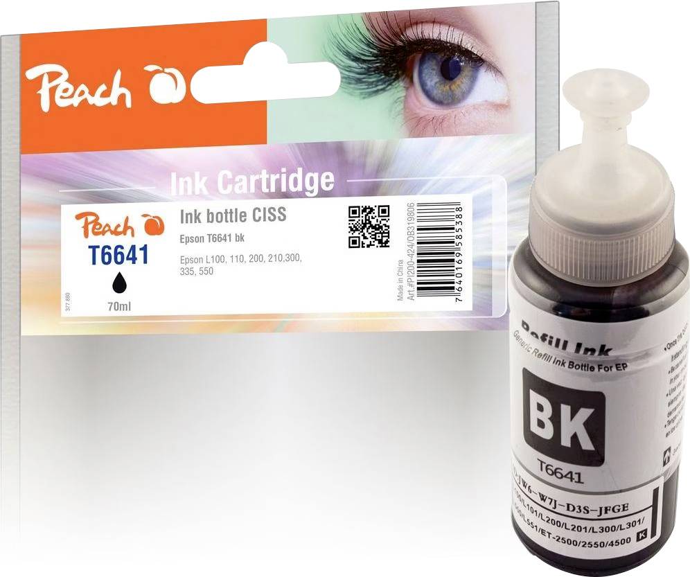 Peach Ink Compatible Single Negro Peach Tinte Epson T6641 Black 0B319806-0