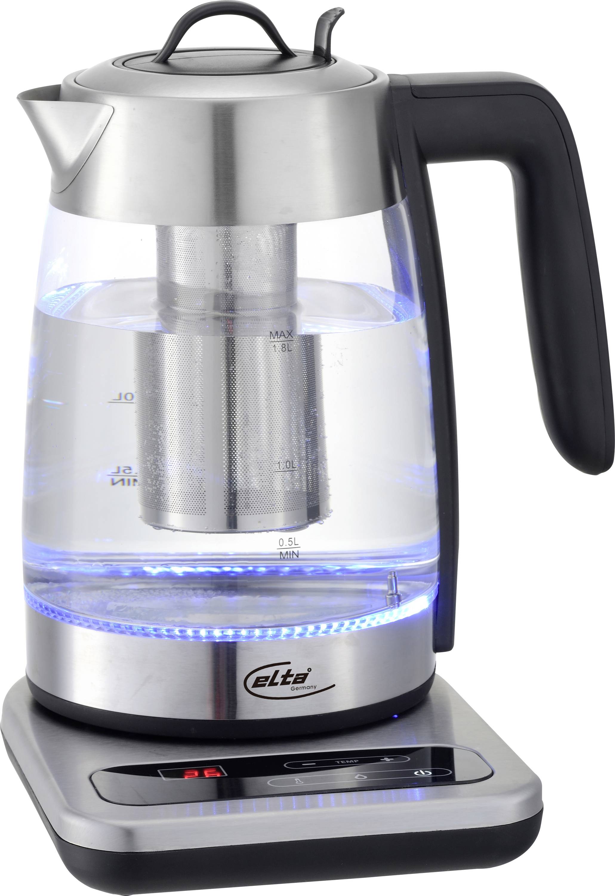Elta TK-2200.2 Calentador de agua Con colador de té, Luz de control, Protección contra el recalentamiento Vidrio Capacid-0