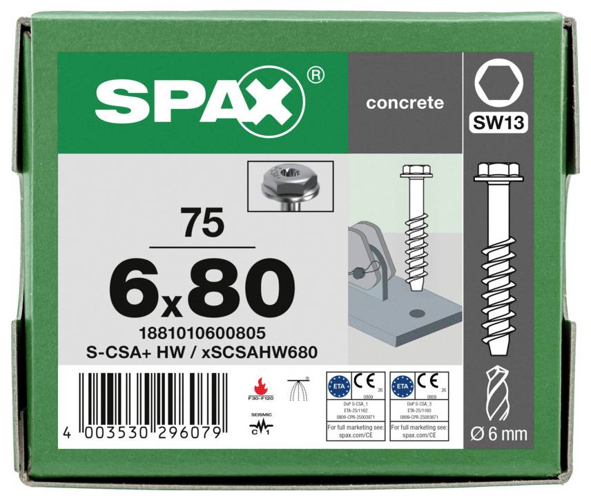 SPAX 1881010600805 Concrete screw 6 mm 80 mm 75 UD(S).-2