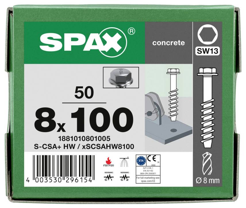 SPAX 1881010801005 Concrete screw 8 mm 100 mm 50 UD(S).-2