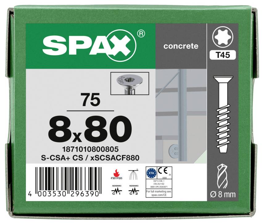 SPAX 1871010800805 Concrete screw 8 mm 80 mm 100 UD(S).-2