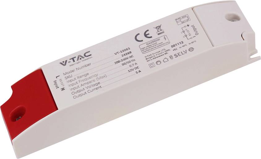 V-TAC VT-13061 Controlador de LED 60 W 5 A 12 V 1 UD(S).