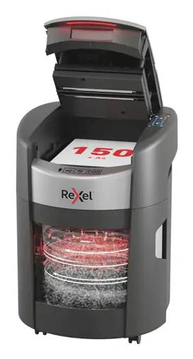 Rexel 2025150XEU Destructora de documentos 150 Hoja Máquina trituradora de papel 4 x 10 mm P-4 15 l También destruye Tarjeta de crédito, Grapas, Sujetapapeles