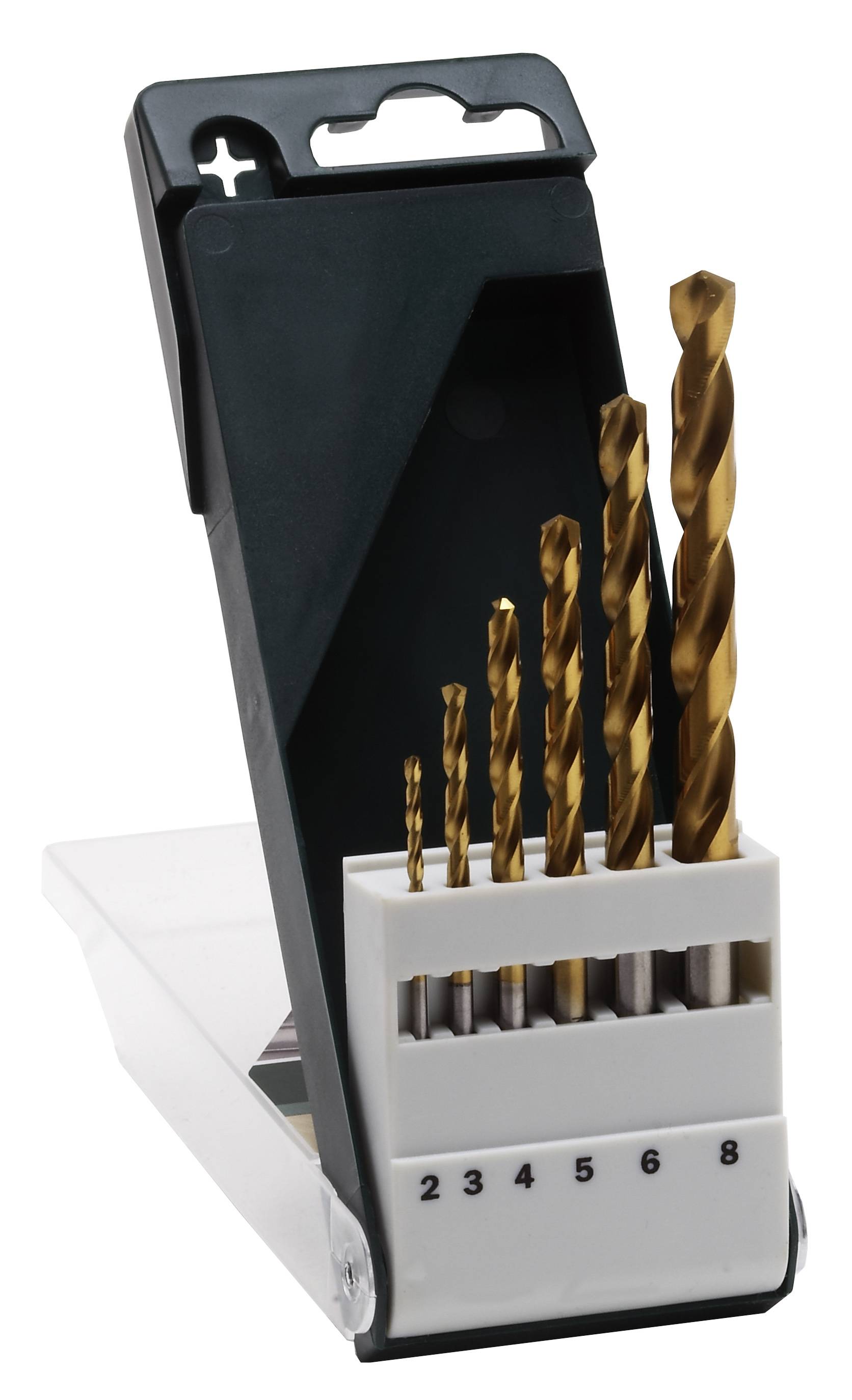 Bosch Accessories 2609255113 HSS Juego de brocas espirales de metal 6 piezas 2 mm, 3 mm, 4 mm, 5 mm, 6 mm, 8 mm TiN DIN 338 Mango cilíndrico 1 Set