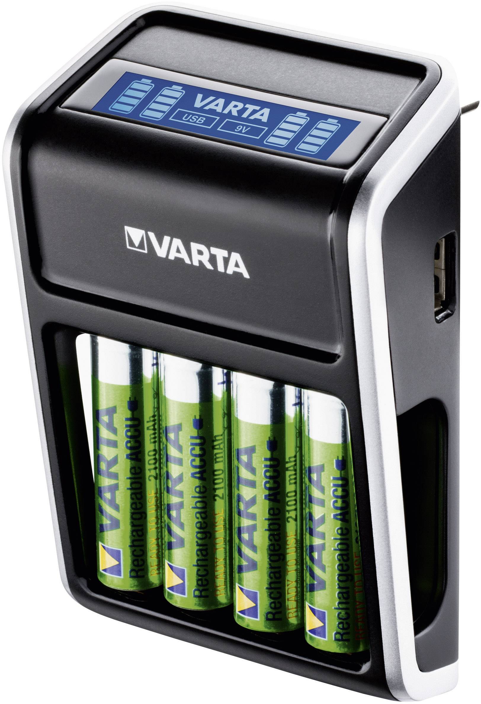 Varta LCD Plug Cargador de pilas redondas NiMH Pila Micro (AAA), Pila Mignon (AA), Bloque de 9 V