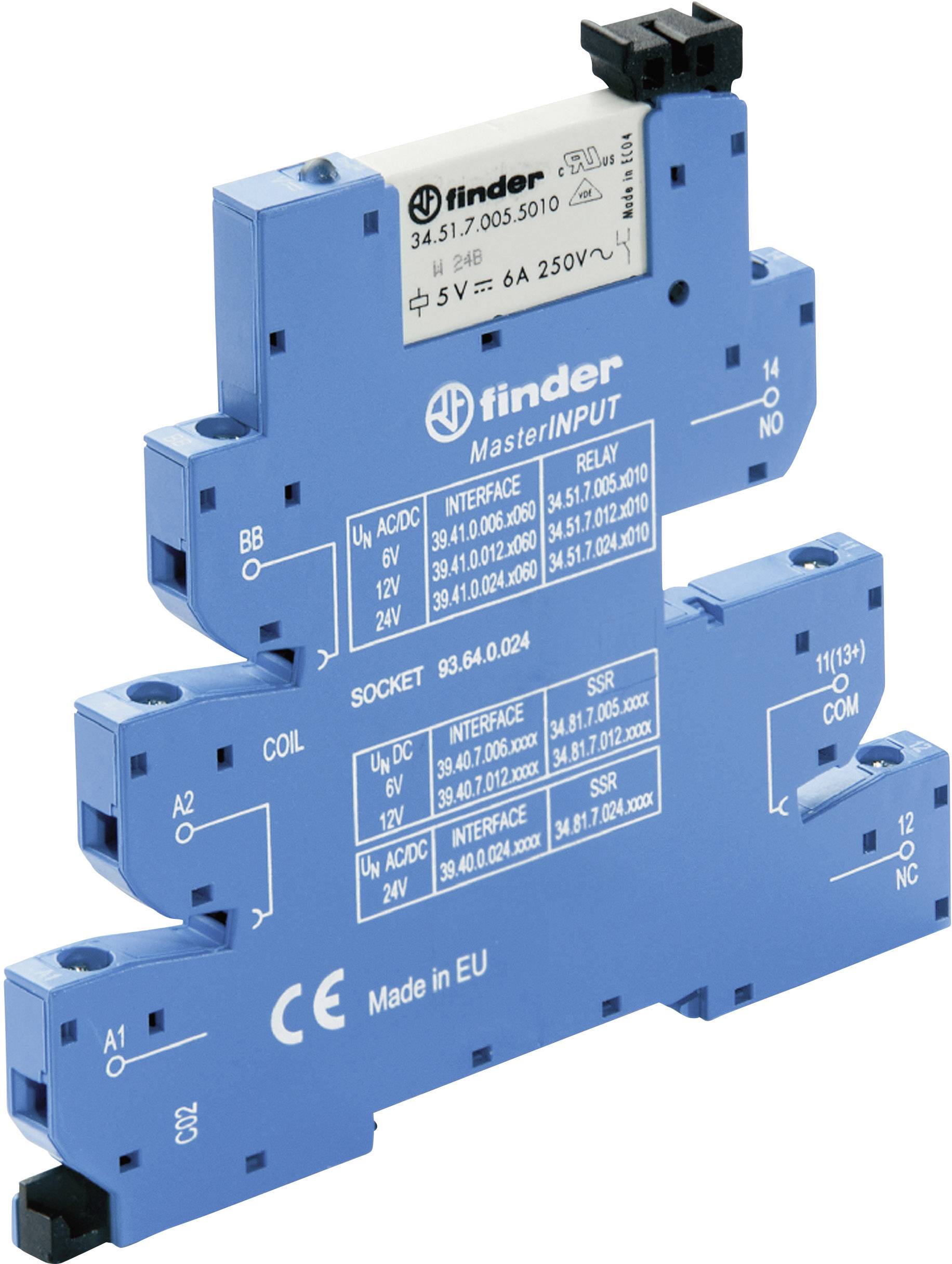 Finder 39.41.0.012.5060 Relé de acoplamiento 12 V/DC, 12 V/AC 6 A 1 contacto inversor Tray 1 UD(S).