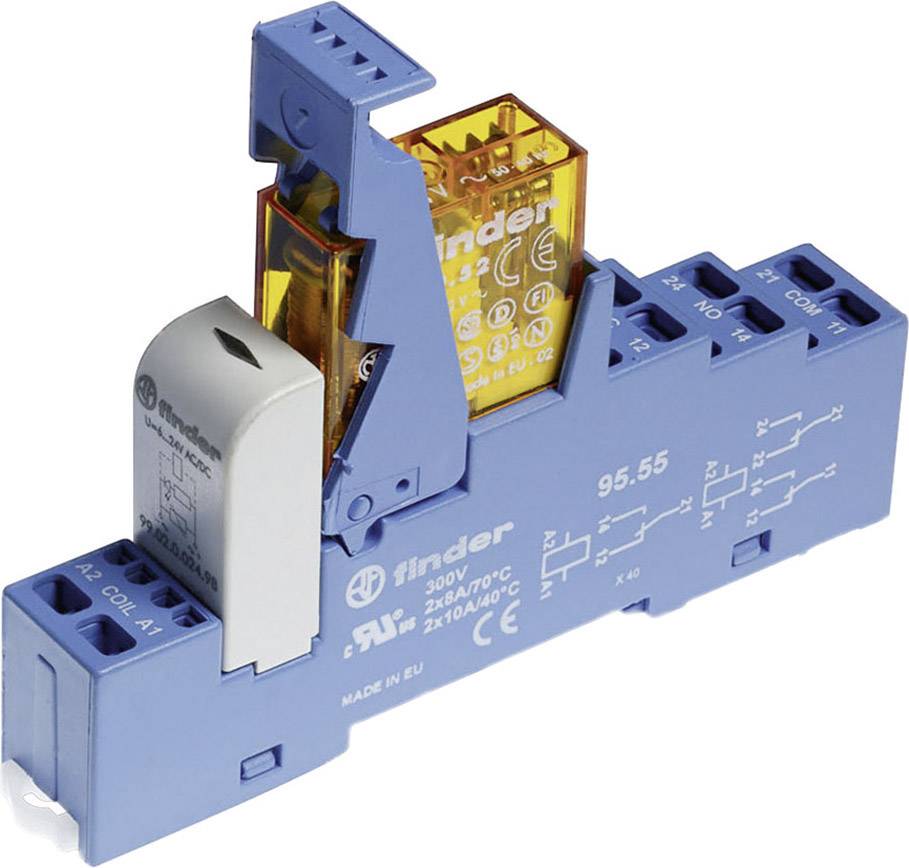 Finder 48.72.8.230.0060 Componente de relé Tensión nominal: 230 V/AC Corriente de conmutación (máx.): 8 A 2 contactos inversores 1 UD(S).
