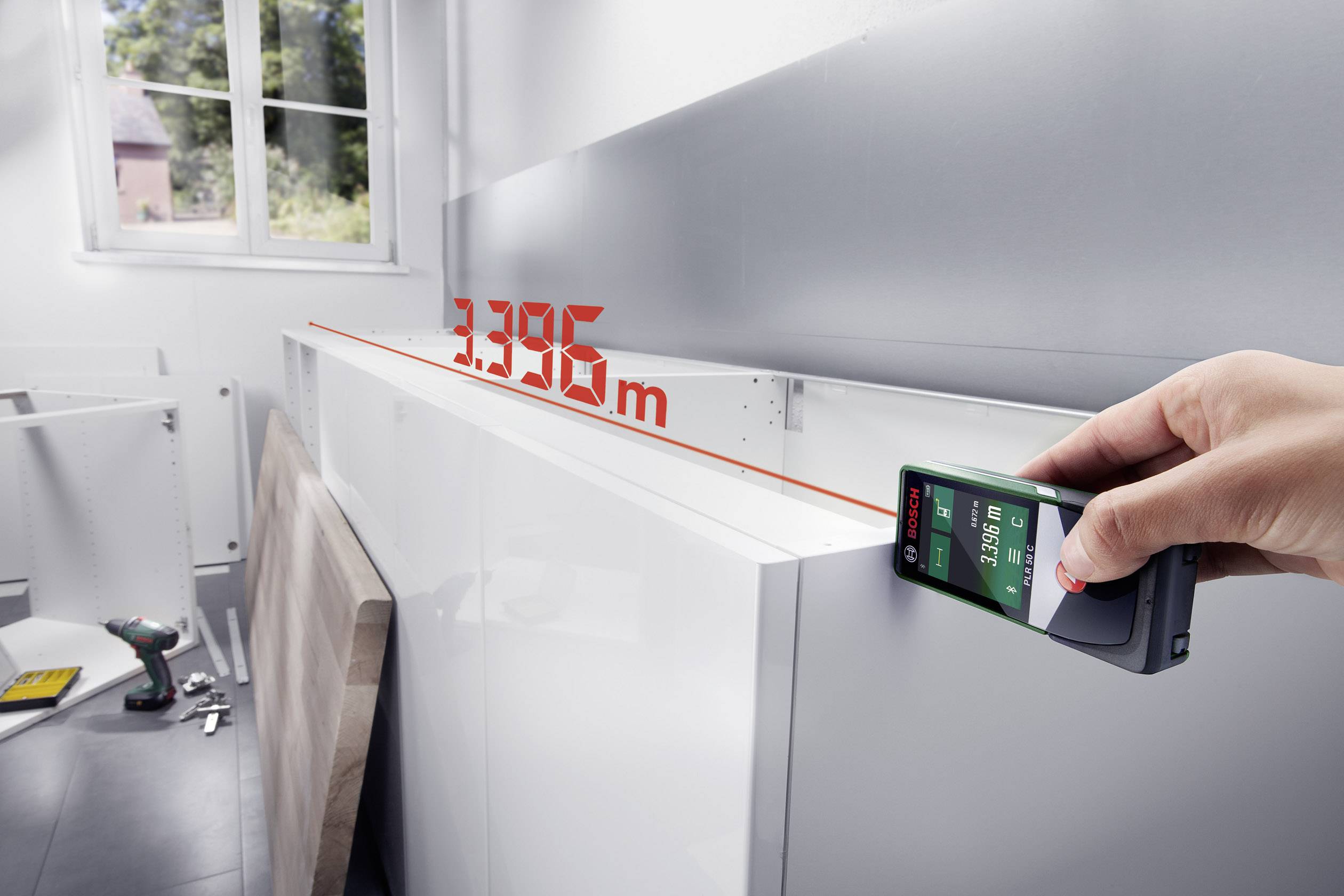 Bosch Home and Garden PLR 50 C Telémetro láser Pantalla táctil, Bluetooth, Aplicación de documentación 50 m-2