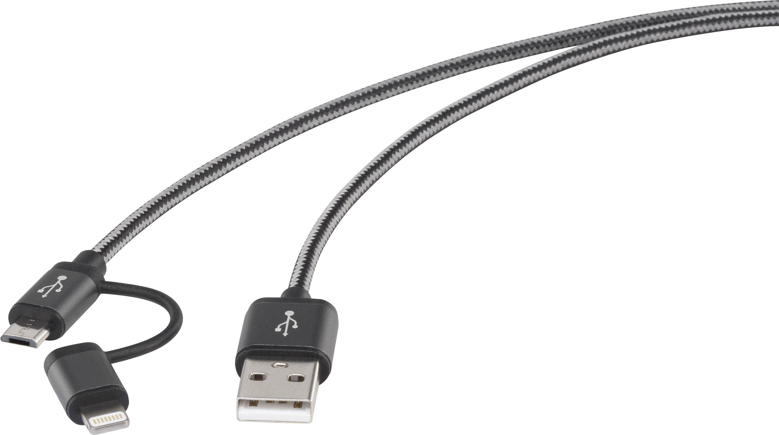 Renkforce Cable USB 1.00 m Gris oscuro Recubrimiento de material RF4241889-0