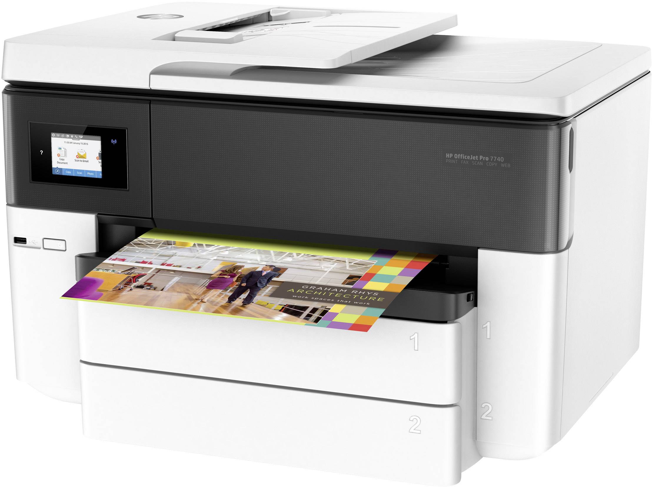 HP OfficeJet Pro 7740 WF Impresora multifunción Inyección de tinta Color A3 Impresora, escáner, fotocopiadora, fax WLAN,-1