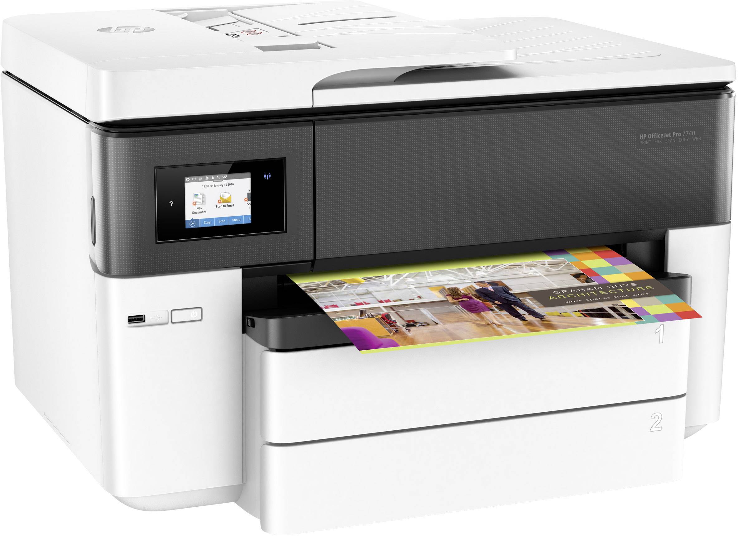 HP OfficeJet Pro 7740 WF Impresora multifunción Inyección de tinta Color A3 Impresora, escáner, fotocopiadora, fax WLAN,-2