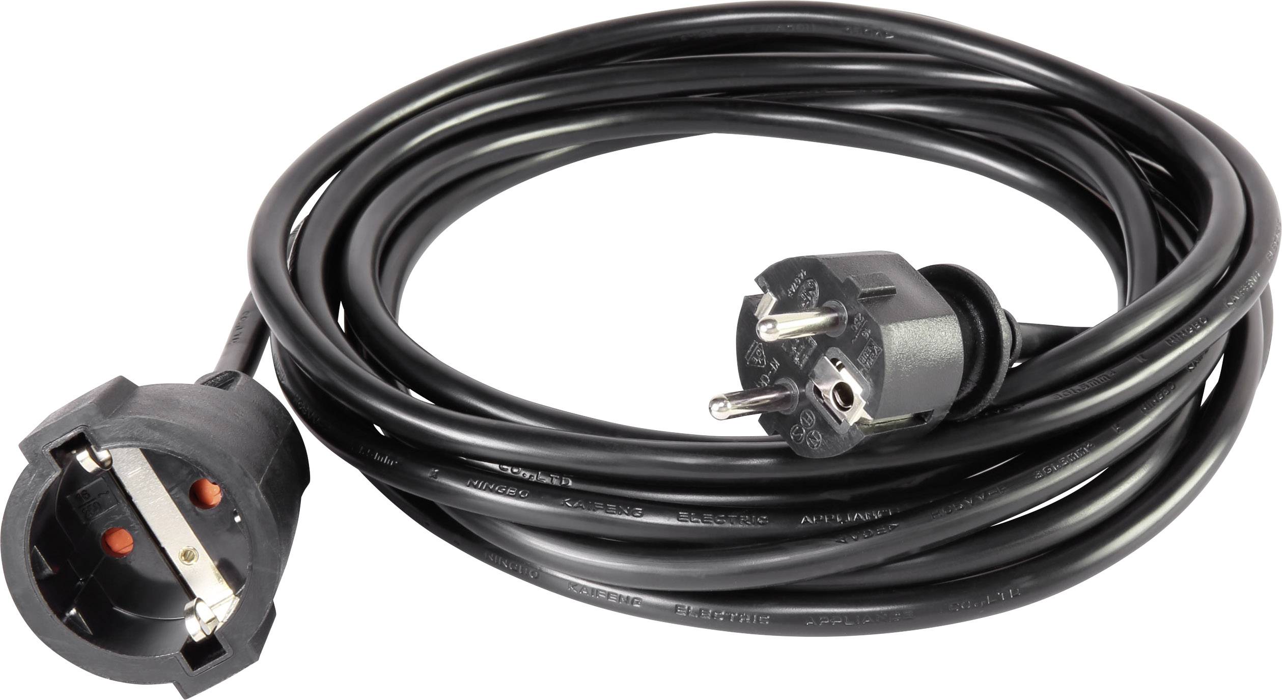 Basetech 1593782 Corriente Extension cable 16 A Schwarz 5.00 m H05VV-F 3G 1,5 mm²