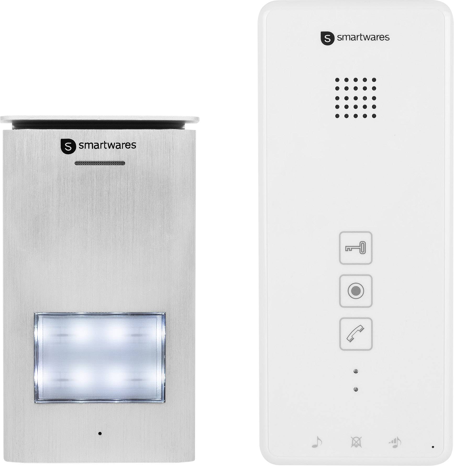 Smartwares DIC-21112 Intercomunicador de puerta 2 hilos Juego completo Vivienda familiar de 1 Plata, Blanco-0