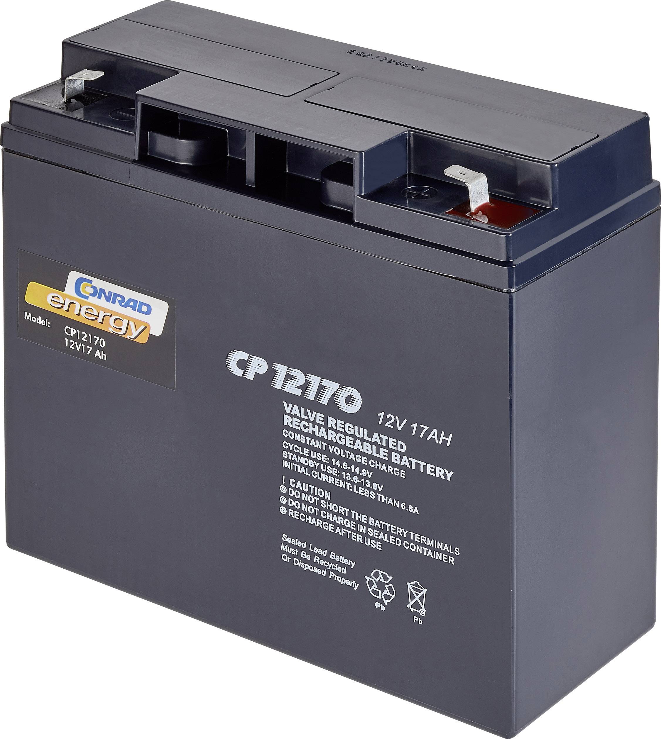 Conrad energy CP12170 CE-1751303 Batería de plomo 12 V 17 Ah Plomo (AGM) ( x x ) 181 x 167 x 76 mm Enchufe plano de 4,8 mm Sin necesidad de mantenimiento