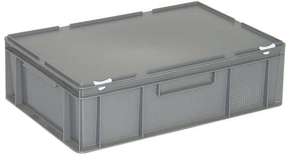BRB Lagertechnik 1657895 Contenedores apilables Adecuado para comestibles (Lon. x Anch. x Alt.) 600 x 400 x 185 mm Gris -0