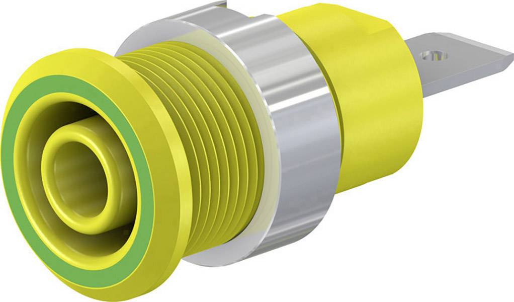 Stäubli SLB4-F6,3/N-X Toma de seguridad para laboratorio Conector hembra, encastrable Ø del pasador: 4 mm Verde, Amarill-1