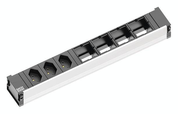 Bachmann 912.017 Regleta de enchufes sin interruptor Aluminio, Schwarz Conector CH-0