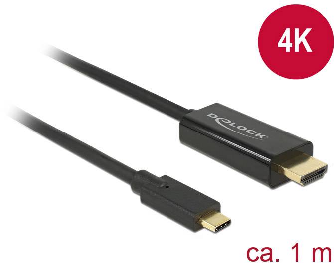 Delock USB-C® / HDMI Cable adaptador Conector USB-C®, Conector para HDMI 1.00 m Schwarz 85258 Enchufes de contacto con r-0